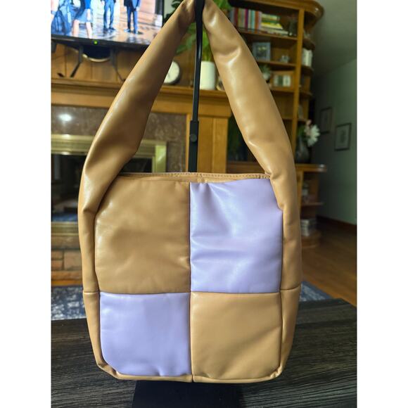 Mango Carol Brown and Purple Block Printed Shoulder Bag - Picture 4 of 8